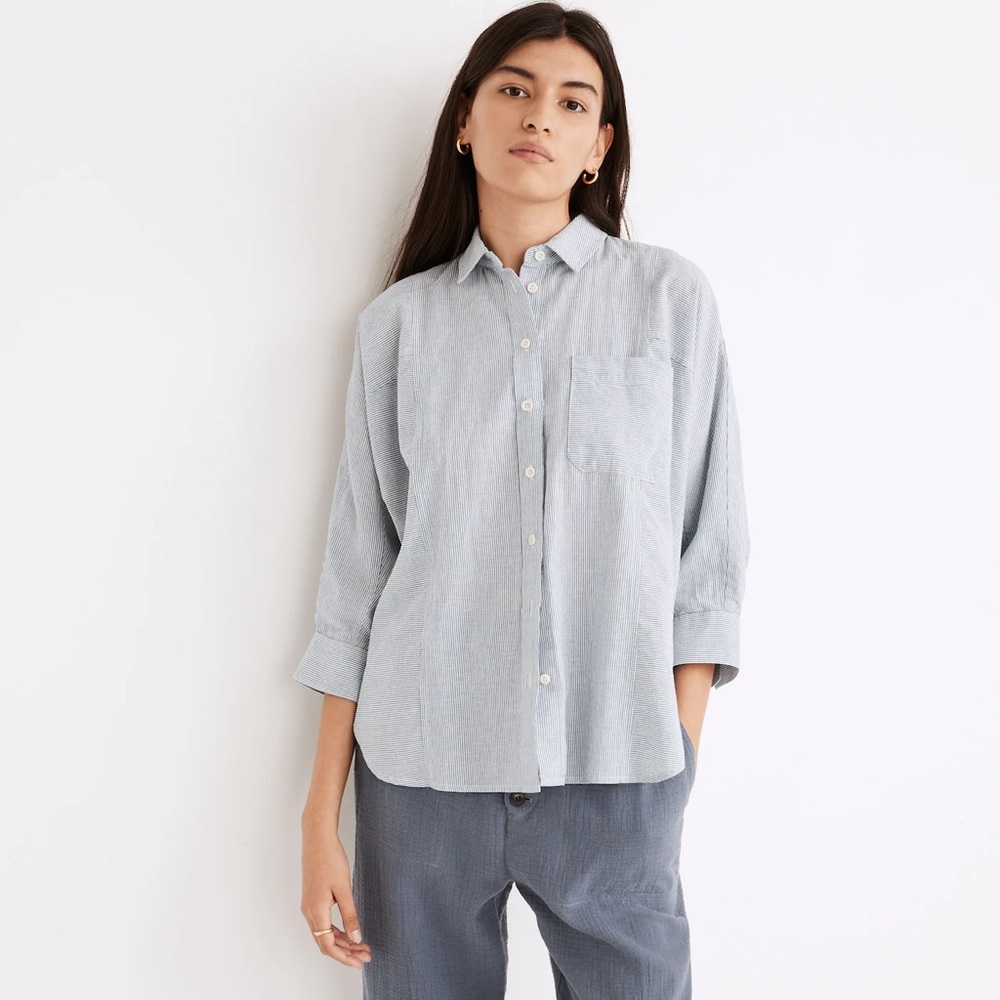 MADEWELL Wellesley Oversized Seamed Shirt in Stripe
